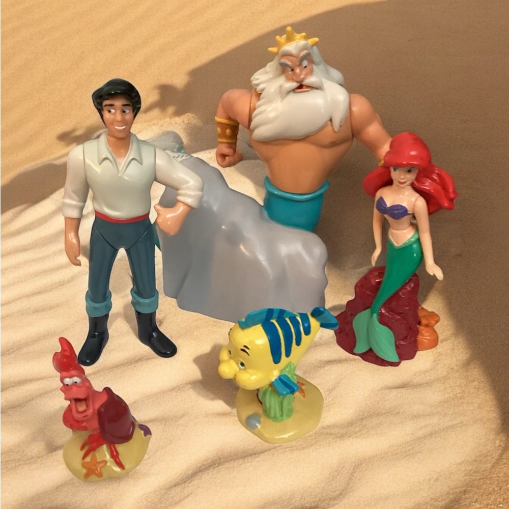 Vintage Disney The Little Mermaid Figures, Set of 5, Use as Cake Toppers